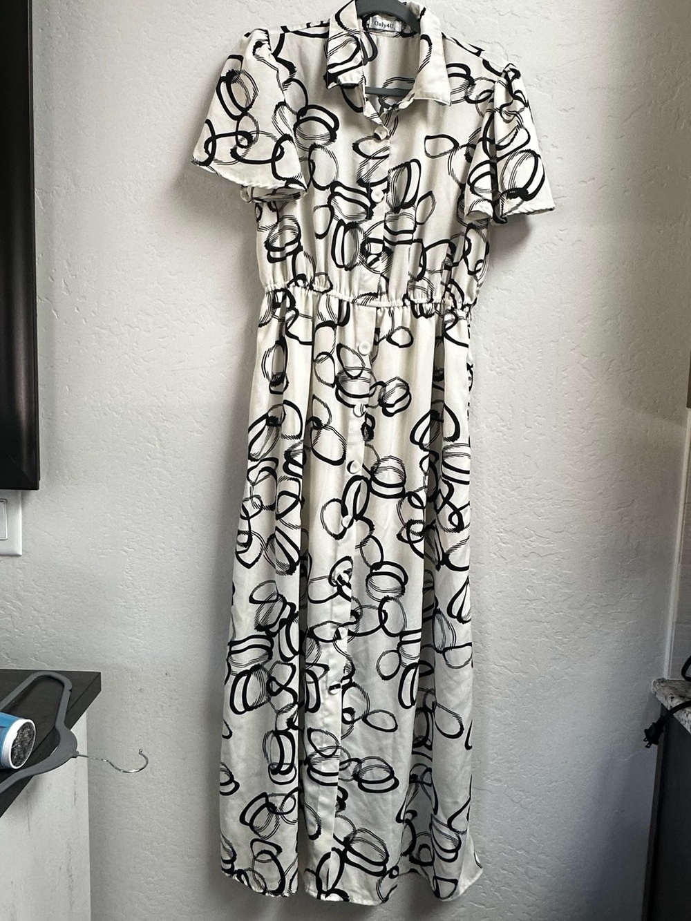 Only Cream Maxi Dress with Black Scribble Print